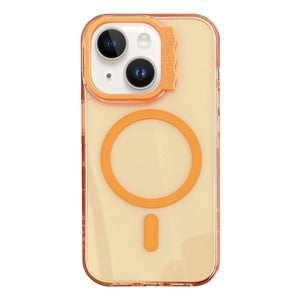 For iPhone 15 MagSafe Colorful Wavy Circle PC Hybrid TPU Phone Case