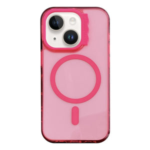 For iPhone 15 MagSafe Colorful Wavy Circle PC Hybrid TPU Phone Case