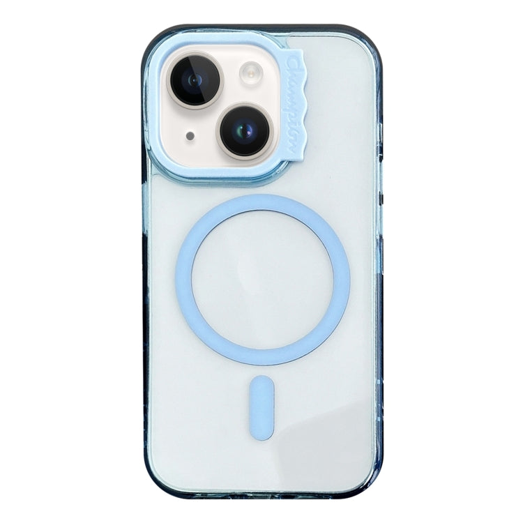 For iPhone 15 MagSafe Colorful Wavy Circle PC Hybrid TPU Phone Case