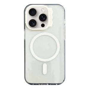 For iPhone 15 Pro MagSafe Colorful Wavy Circle PC Hybrid TPU Phone Case