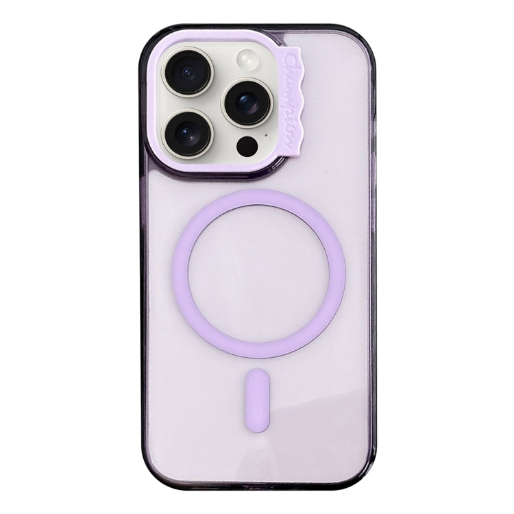 For iPhone 15 Pro MagSafe Colorful Wavy Circle PC Hybrid TPU Phone Case