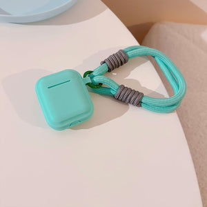 Color Silicone Earphone Cover With Hand Strap For AirPods 1 / 2