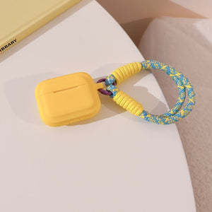 Color Silicone Earphone Cover With Hand Strap For AirPods 1 / 2